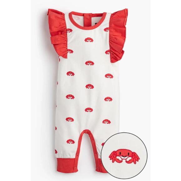 Monica + Andy Sleeveless Ruffle Romper - Crab Print - Picture 1 of 1